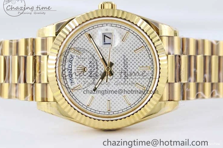 MiroTime 0121 Day Date 40mm YG 904L Steel TWF 1:1 Best Edition White Dial on YG Bracelet A FreshLook 2368